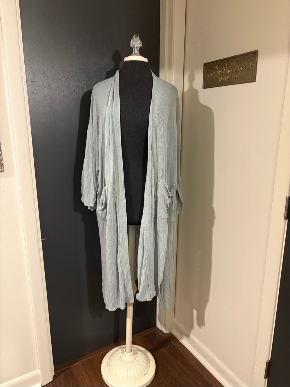 Zara Linen Blend Light Blue Open Front Longline Cardigan 💜